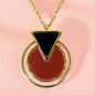 Pendentif Jaspe et Onyx rond sur chaîne Acier Plaqué (s)