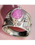 Bague Rubis Etoilé Argent 925 Taille 60 (s)