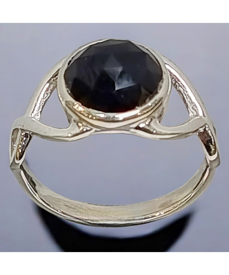 Bague Spinelle noire facettée Argent 925 Taille 54 (s)