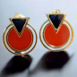 Boucles Jaspe rouge et Onyx Plaqué or (s)