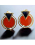 Boucles Jaspe rouge et Onyx Plaqué or (s)