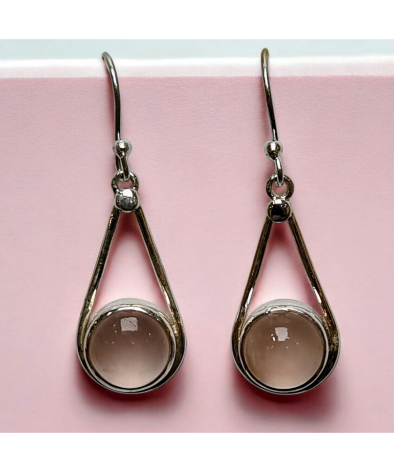 Boucles Quartz rose Argent 925 (s)