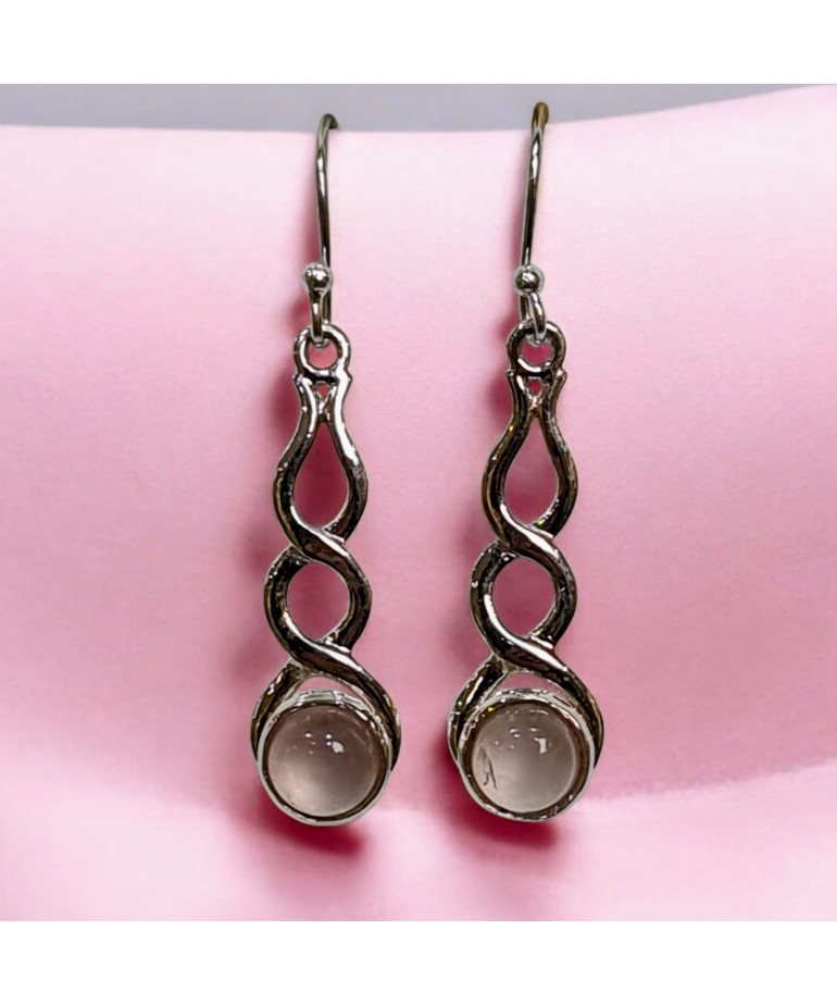 Boucles Quartz rose Argent 925 (s)