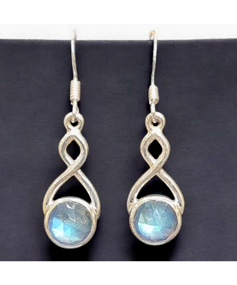 Boucles Labradorite Facettées Argent 925 (s)
