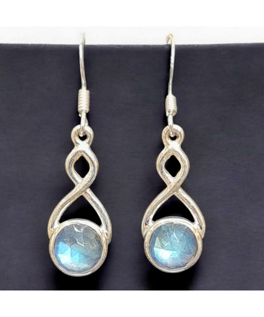 Boucles Labradorite Facettées Argent 925 (s)
