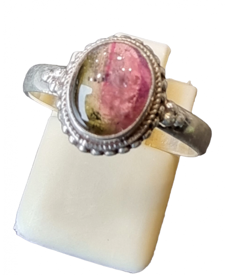 Bague tourmaline melon d'eau argent 925 Taille 59