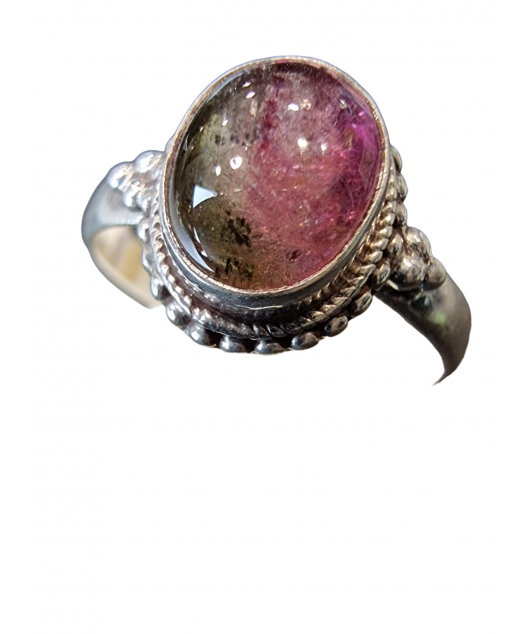 Bague tourmaline melon d'eau argent 925 Taille 59