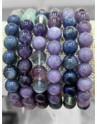 Bracelet Lépidolite Améthyste Fluorite Sodalite Pierres rondes 8mm