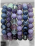 Bracelet Lépidolite Améthyste Fluorite Sodalite Pierres rondes 8mm