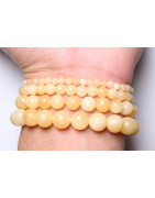 Bracelet Calcite Jaune Pierres Rondes