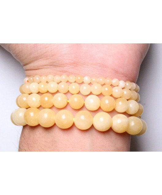 Bracelet Calcite jaune pierres rondes