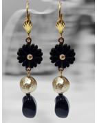 Boucles Bakélite et perle Plaquée or "Créateur" (s)