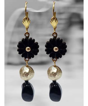 Boucles Bakélite et perle Plaquée or "Créateur" (s)