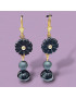 Boucles Bakélite et perle Onyx Plaquée or "Créateur" (s)