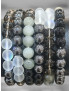 Bracelet Onyx Aqua aura labradorite Quartz fumé Hématite Pierres rondes 8mm (s)