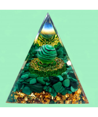 Pyramide Orgonite de protection Malachite 6cm (s)
