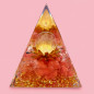 Pyramide Orgonite de protection Quartz cerise et Boule Cristal de roche 6cm (s)