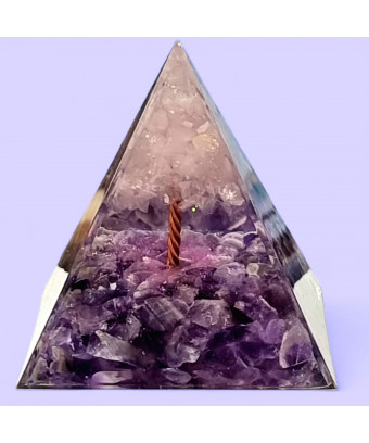 Pyramide Orgonite de protection Améthyste arbre 6cm (s)