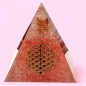 Pyramide Orgonite de protection Quartz cerise Fleur de vie 6cm (s)