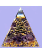 Pyramide Orgonite de protection Améthyste Bouddha 6cm (s)