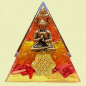 Pyramide Orgonite de protection Corail Bouddha Fleur de vie 6cm (s)