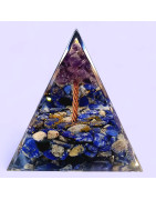 Pyramide Orgonite de protection Lapis-lazuli et Arbre Améthyste 5cm (s)