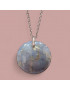 Pendentif Opale bleu-gris rond avec Chaîne (s)