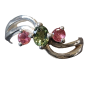 Bague Tourmaline rose et verte argent 925 Taille 55