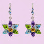 Boucles Améthyste Aigue marine & Péridot Citrine Fleur Argent 925 (s)