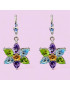 Boucles Améthyste Aigue marine & Péridot Citrine Fleur Argent 925 (s)