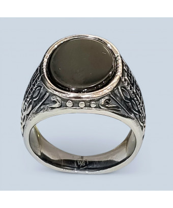 Bague Onyx Acier inox Taille 53