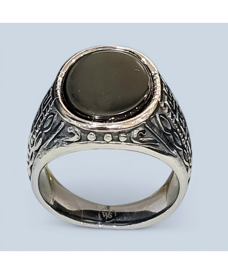 Bague Onyx Acier inox Taille 53
