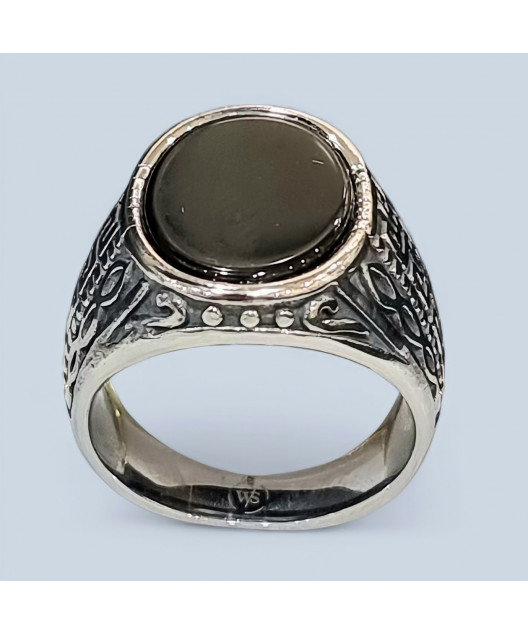 Bague Onyx Acier inox Taille 53 (s)