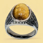 Bague Œil de tigre Acier inox Taille 62 (s)