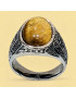 Bague Œil de tigre Acier inox Taille 62 (s)