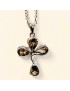 Pendentif Quartz fumé Croix avec chaîne Argent 925