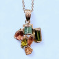 Pendentif Tourmaline verte et rose Topaze bleue et impériale avec chaîne Argent 925 (s)