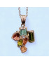 Pendentif Tourmaline verte et rose Topaze bleue et impériale avec chaîne Argent 925 (s)