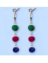 Boucles Emeraude Rubis Saphir Teintés Argent 925
