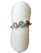 Bague Tourmaline rose et verte argent 925 Taille 56
