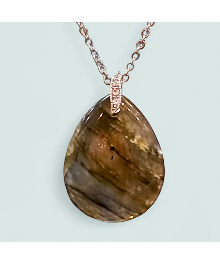 Pendentif Labradorite goutte avec chaîne (s)