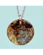 Pendentif Labradorite rond avec chaîne (s)