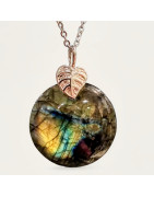 Pendentif Labradorite rond avec chaîne (s)