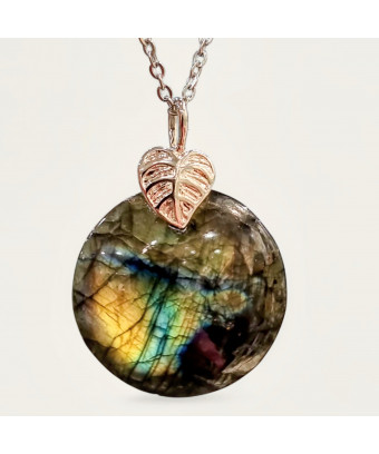 Pendentif Labradorite rond avec chaîne (s)