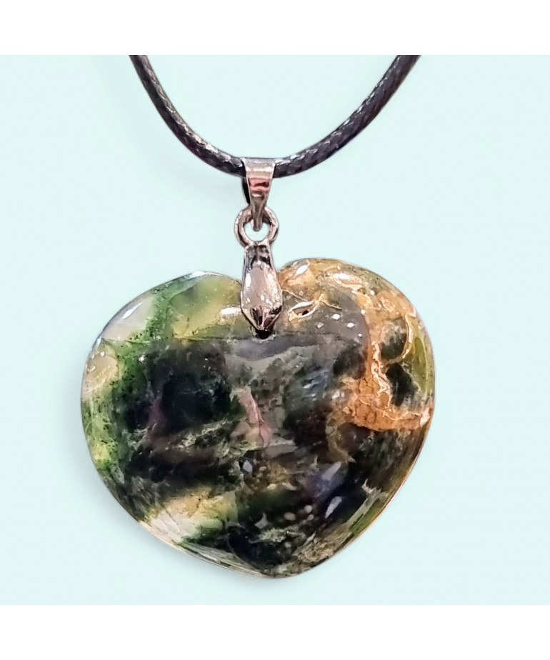 Pendentif Chrysoprase Cœur avec cordon