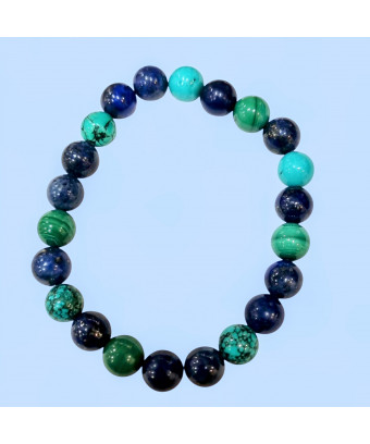 Bracelet Turquois Malachite Lapis-lazuli Pierres rondes 8mm ( s )