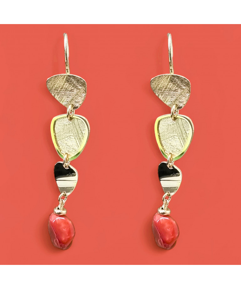 Boucles Corail Argent 925 Plaqué or Vermeil (s)
