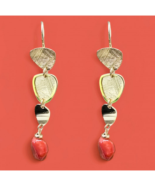 Boucles Corail Argent 925 Plaqué or Vermeil (s)