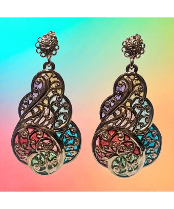 Boucles Email Argent 925 Plaqué or Vermeil (s)