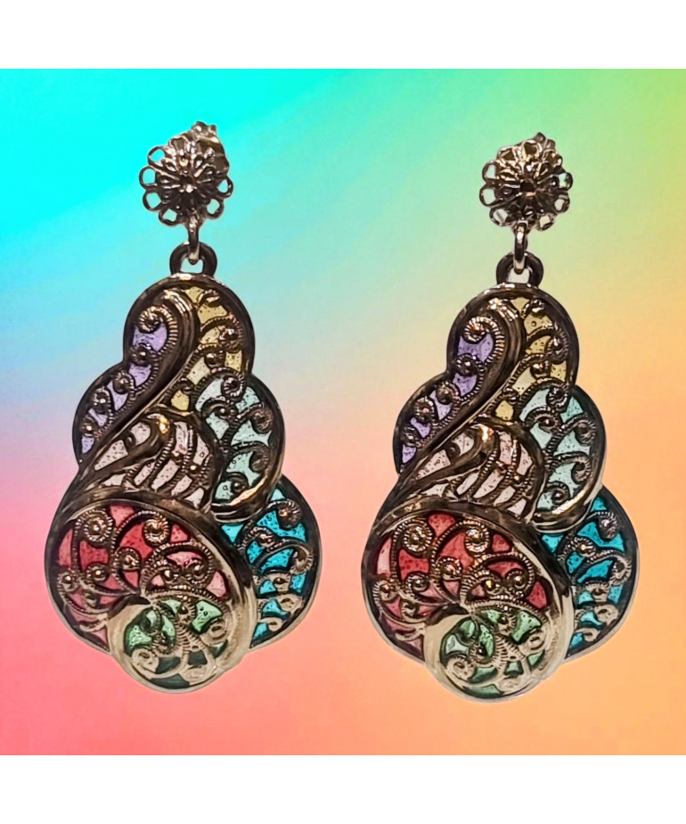 Boucles Email Argent 925 Plaqué or Vermeil (s)